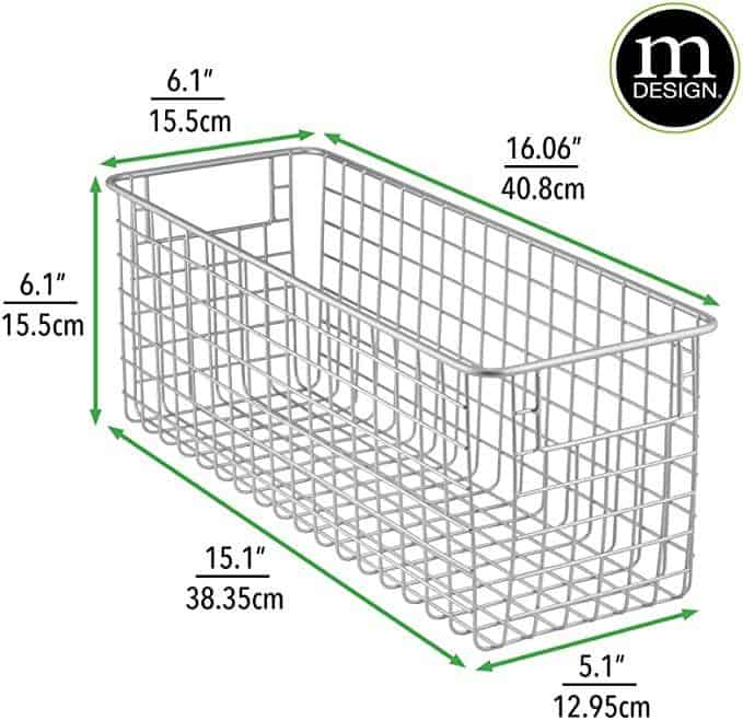 chest freezer organization ideas-long narrow wire basket